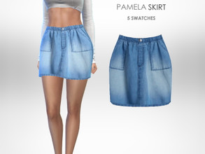Sims 4 — Pamela Skirt by Puresim — Denim skirt in 5 swatches.
