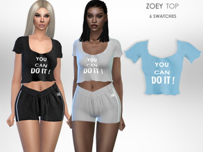Sims 4 — Zoey Top by Puresim — Crop top in 6 swatches.