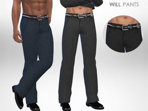 Sims 4 — Will Pants by Puresim — Belted pants for men in 3 swatches.