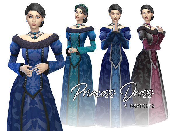 Sims 4 — Medieval Princess Gown (Get Famous Recolor) by Naunakht — A simple recolor of the Medieval dress from Get