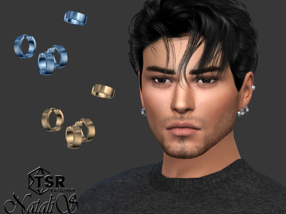 The Sims Resource - Men's ear cuff with hoop earrings
