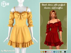 Sims 4 — Short dress with puffed sleeves and ruffles by MysteriousOo — Short dress with puffed sleeves and ruffles in 12