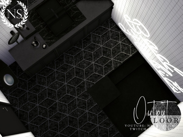 Sims 4 — Output Marble Tile Floor by networksims — A greyscale hexagonal marble tile floor.