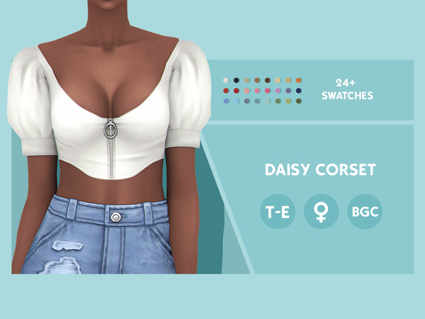 Sims 4 — Daisy Corset by simcelebrity00 — Hello Simmers! This puffy shoulders, synched zip up, and base game compatible