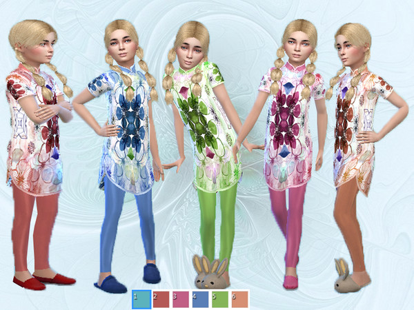 Sims 4 — Silk child sleepwear (Recolor) by TrudieOpp — Silk child sleepwear recolor in 6 colors