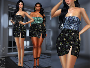 Sims 4 — Embroidered Satin Strapless Mini Dress DO514 by DOLilac — Custom thumbnail New Mesh 10 Colors