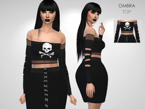 Sims 4 — Ombra Top by Puresim — Gothic top with sleeves.