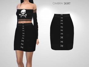Sims 4 — Ombra Skirt by Puresim — Gothic black skirt