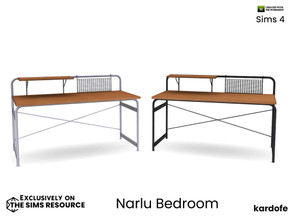 Sims 4 — kardofe_Narlu Bedroom_Desk by kardofe — Desk, industrial style, in metal and wood, in two colour options.