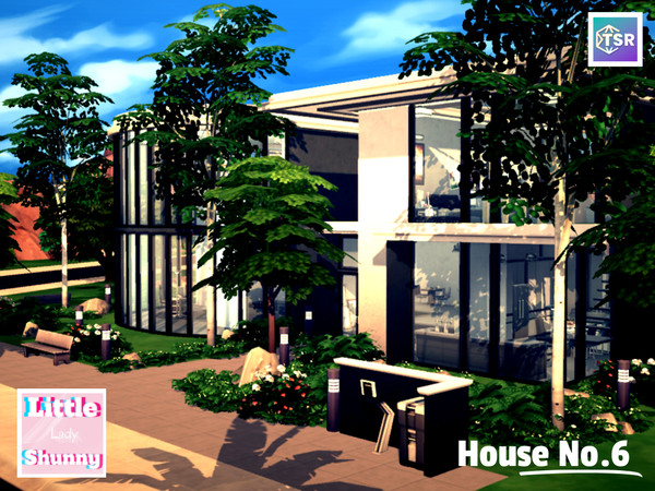 Sims 4 — House No. 6 by LittleLadyShunny — A modern curved wall family house.