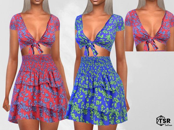 Sims 4 — Short Sleeve Floral Blouses by saliwa — Short Sleeve Floral Blouses 3 swatches
