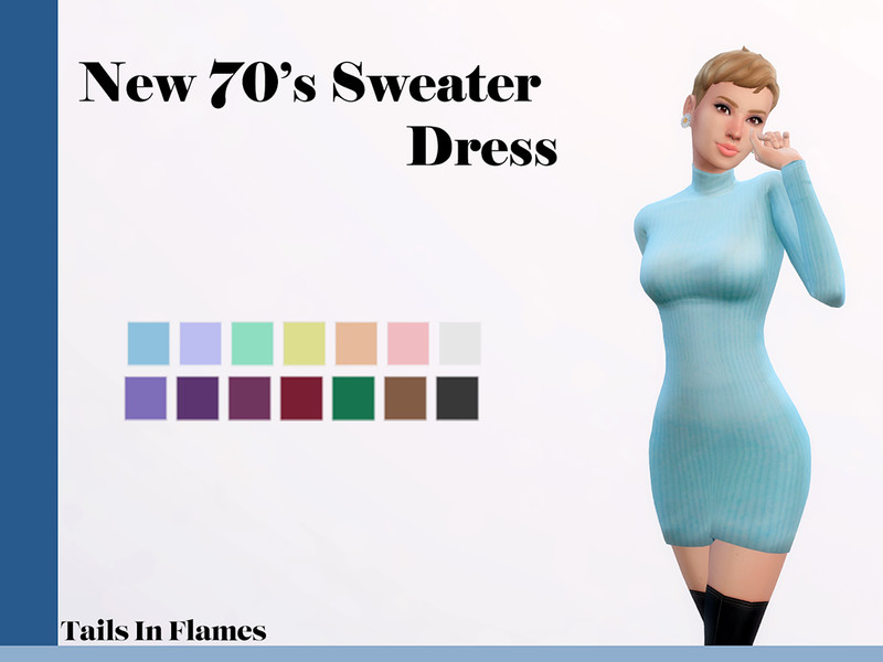 Sims 4 The Sims Resource | New 70's Sweater Dress by TSR Creator