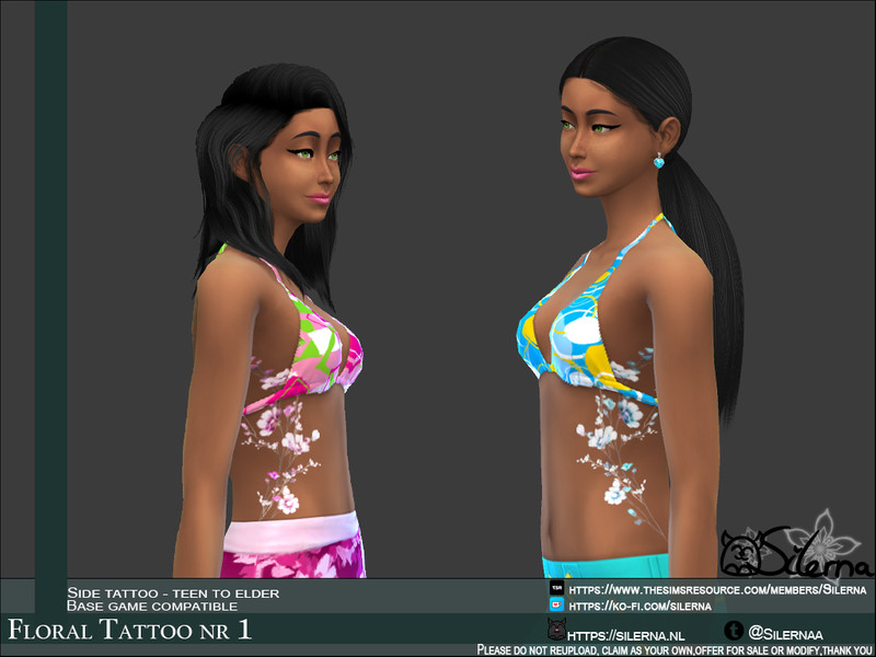 Sims 4 The Sims Resource | Floral tattoo 1 by TSR Creator