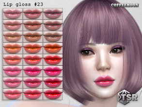 Sims 4 — Lip gloss #23 by coffeemoon — 24 color options for female only: teen, young, adult, elder HQ mod compatible