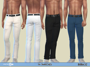 Sims 4 — Cesar Pants by Birba32 — Casual trousers with belt for man in 14 colors. For every occasion, formal, parties,
