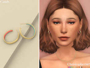 Sims 4 — Candy Earrings by christopher0672 — This is a super adorable pair of hoop earrings with a colorful enamel