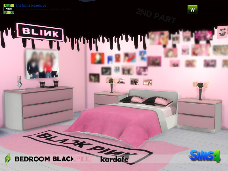 The Sims Resource - kardofe_Bedroom Black and pink 2nd part