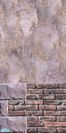 Sims 2 — Old Industrial Brick_Tattered-Left by debitcard — Can be combined with my 'Tattered Stucco' and my 'Old