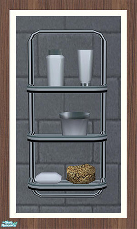 Sims 2 — Sanita Shower Rack by simtomatic — This item can be placed 'in the shower' if the shower is placed next to a