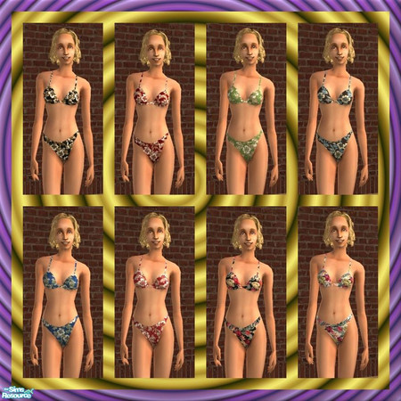 Sims 2 — Tropical Print Bikini Set 2 by sweetokie80 — You might have noticed I absolutely LOVE bright colors. So... here