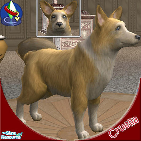 Sims 2 — Corgi by Cruella — Corgi breed in tan and white, small dog.