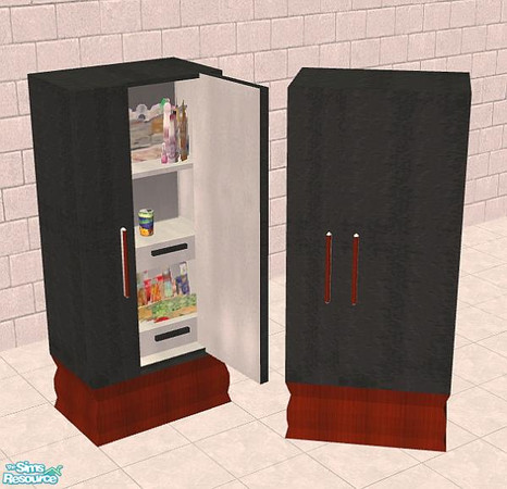 Sims 2 — Aule Kitchen - Refridgerator by NewSimSimGirl — A dark wood and marble , Italian-inspired kitchen set.