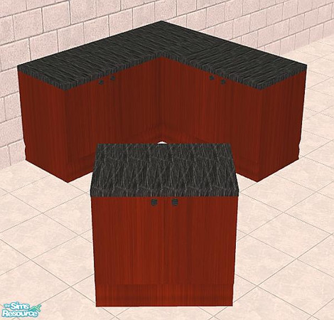 Sims 2 — Aule Kitchen - Counters by NewSimSimGirl — A dark wood and marble , Italian-inspired kitchen set.