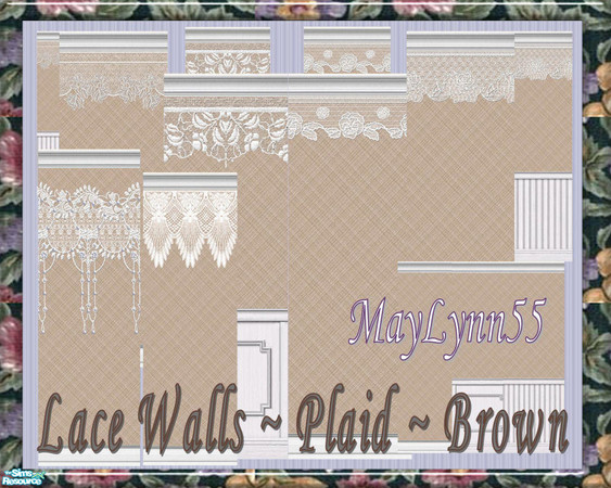 Sims 2 — Lace Walls - Plaid - Brown by maylynn55 — These walls are all brown with a plaid background. Made by MayLynn55