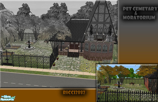 Sims 2 — Haunted Hollow: Pet Cemetary by TheNumbersWoman — May I present the Pet Cemetary and Moratorium. When your loved