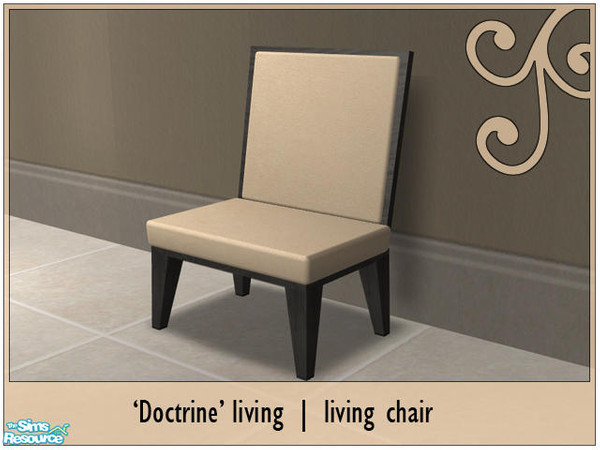 Sims 2 — 'Doctrine' living chair by prin6je — High-backed living chair in ash grey wood and beige suede.