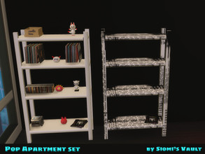 Sims 4 — Pop apartment bookcase by Siomi's Vault by siomisvault — Simple lines in a bookcase! Comes with 5 swatches 2 of