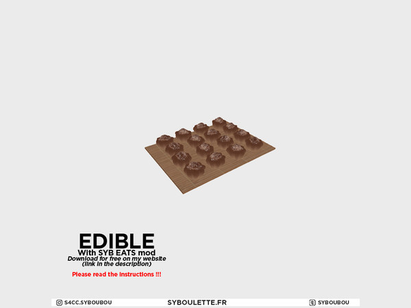 Sims 4 — Boulangerie - Edible Muffins tray by Syboubou — This is a multiple batch of chocolate muffins.
