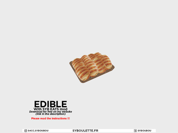 Sims 4 — Boulangerie - Edible Pains au lait basket by Syboubou — Pains au lait are milk pastries. Sweet and delicious !