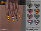 Sims 4 — Striped_Nails by LVNDRCC — Long nails with colorful stripes in bee yellow, red, pumpkin orange, black, grey,
