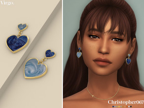 Sims 4 — Virgo Earrings by christopher0672 — This is a fab pair of statement earrings with 2 swirled blue enamel heart
