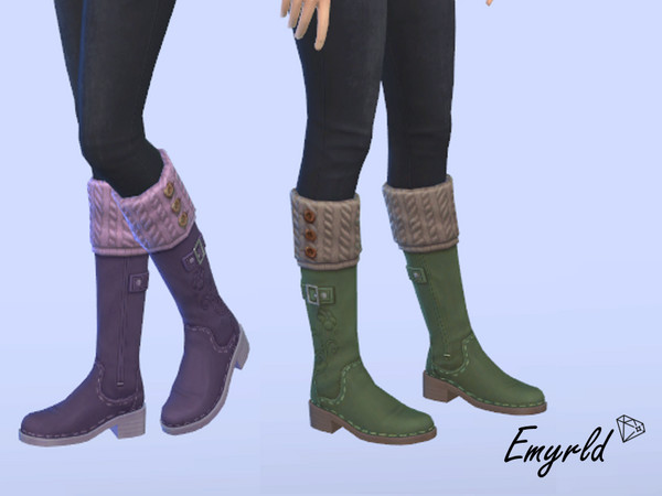 The Sims Resource - Green+Purple Winter Boots (requires Nifty Knitting)