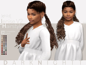 Sims 4 — Jenise Hairstyle V2 [Child] by DarkNighTt — Jenise Hairstyle V2 is a curly, long, hairstyle for children. 30
