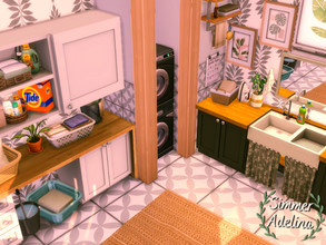 Sims 4 — Cozy Laundry Room by simmer_adelaina — A cozy laundry room filled with clutter and cozy vibes. I hope you'll