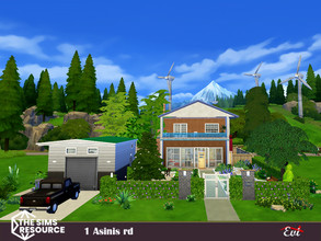Sims 4 — 1Asinis rd_No CC by evi — A three floor house surrounding with gardens, bbq area and garage on the first floor.