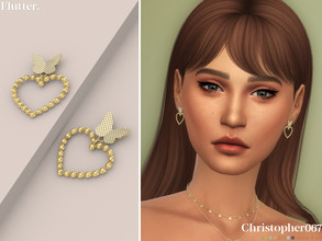 Sims 4 — Flutter Earrings by christopher0672 — This is a super cute pair of diamond butterfly stud earrings with a