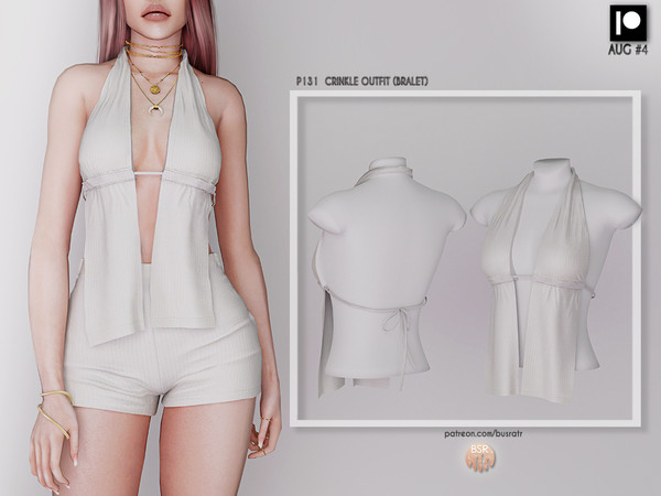Sims 4 —  [PATREON]  (Early Access) CRINKLE OUTFIT (BRALET) P131 by busra-tr — 10 colors Adult-Elder-Teen-Young Adult For