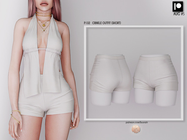 Sims 4 —  [PATREON]  (Early Access) CRINKLE OUTFIT (SHORT) P132 by busra-tr — 10 colors Adult-Elder-Teen-Young Adult For