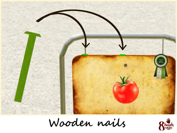 Sims 3 — A wooden nail by 8hands — A wooden nail for large garden signs. It closes the slots so that sims can't put