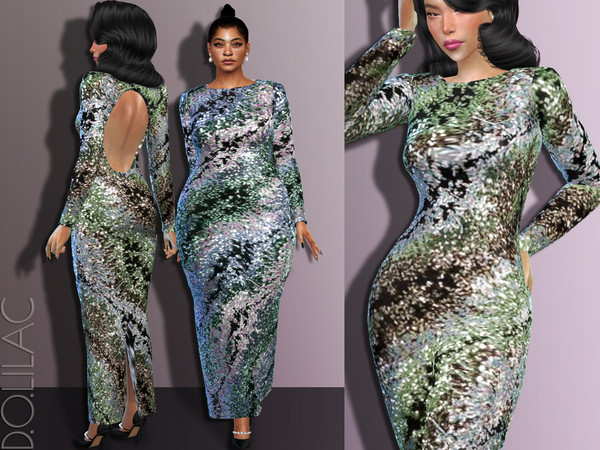 The Sims Resource - Sequin Column Gown DO526