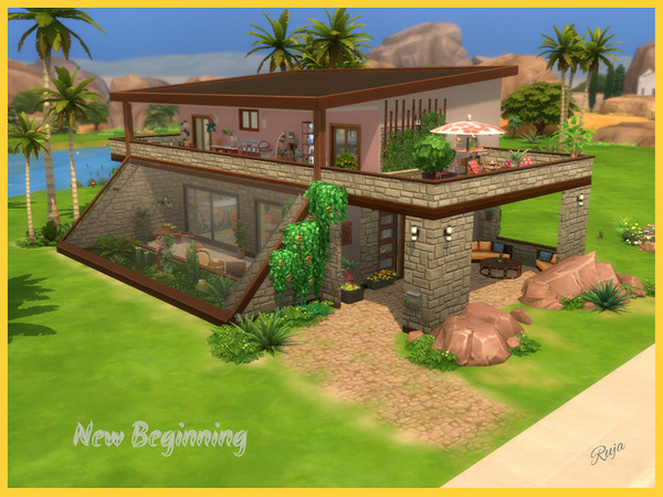 Sims 4 — New Beginning by ruja2 — New Beginning, a cheerful two-bedroom, two-bath home. It has a beautiful internal