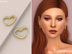 Sims 4 — Desire Earrings by christopher0672 — This is an adorable pair of thick heart hoop earrings. 8 Colors New Mesh by