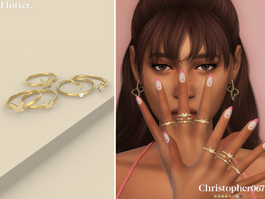 Sims 4 — Flutter Rings by christopher0672 — This is a simple set that includes 3 stacked rings: 3 diamond studded