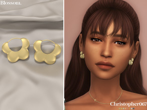 Sims 4 — Blossom Earrings by christopher0672 — This is a gorgeous pair of chunky puffed flower hoop earrings. 8 Colors