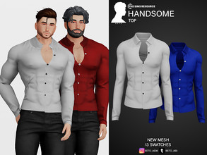 Sims 4 — Handsome (Top) by Beto_ae0 — Formal shirt with muscles, enjoy it - 13 colors - New Mesh - All Lods - All maps