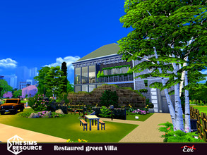 Sims 4 — Restaured Green Villa_No CC by evi — The ruins of the old house were there but the architect decided to keep